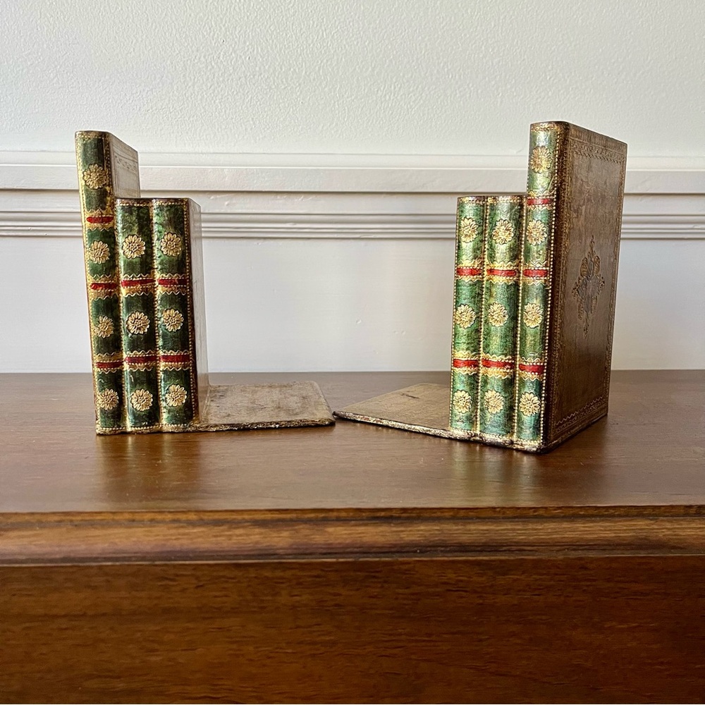 Pair of Gold Gilt Wooden Florentine Bookends, Made in Italy - Picture 5 of 14